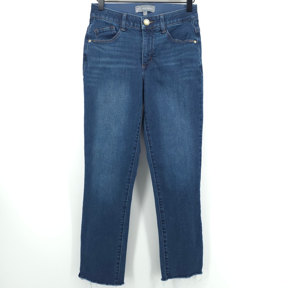 Wit & Wisdom Ab-solution Women Jeans 4 Blue Straight Raw Hem L155RLSX